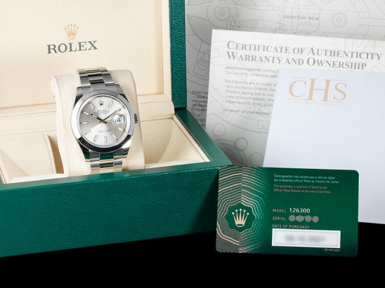 Rolex Datejust II 41 Argento Oyster Silver Lining - New 2021 Full Set 126300